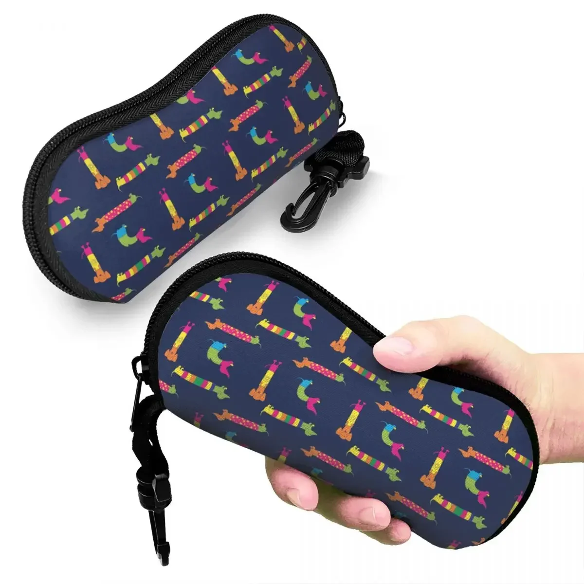 Funny Dachshund Dog Glasses Case Unisex Fashion Dog Lover Eyewear Protector Vintage Sunglasses Box