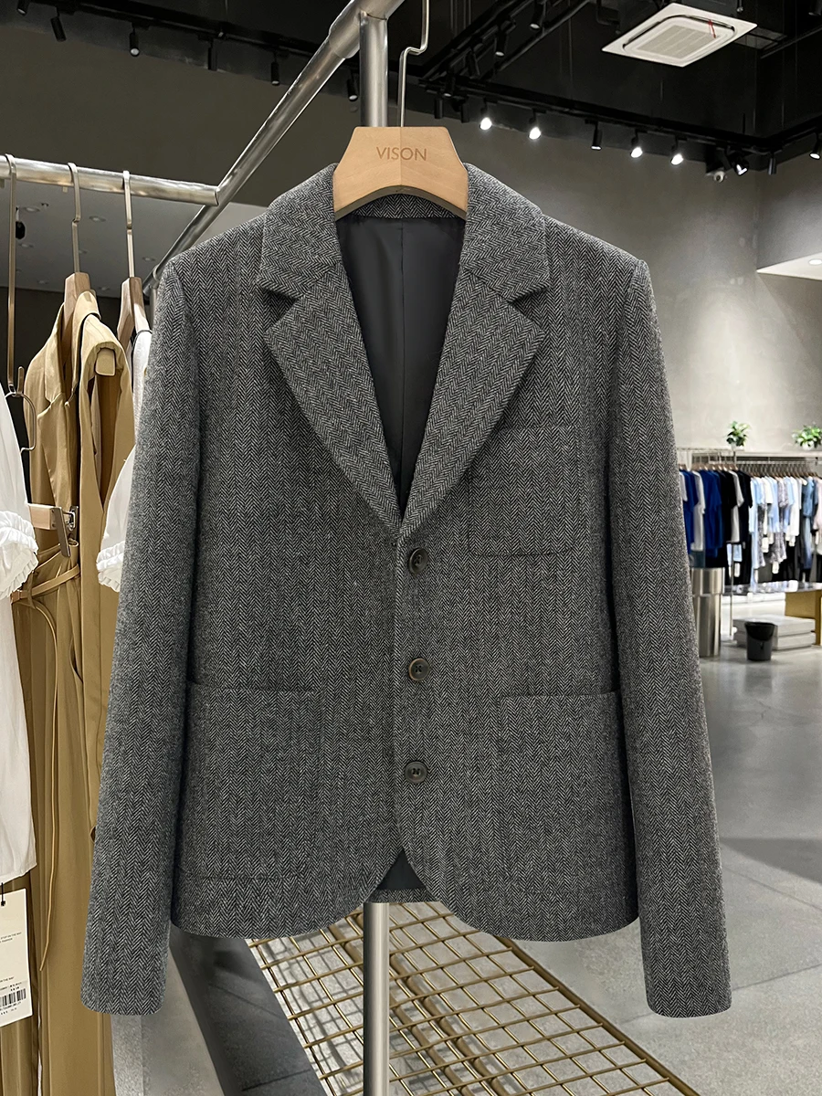 

Женский твидовый пиджак-блейзер (жакет) для осени-зимы 2025, новинка, маленький размер, в западном стиле, для повседневной носки, с пуговицами, узорчатый