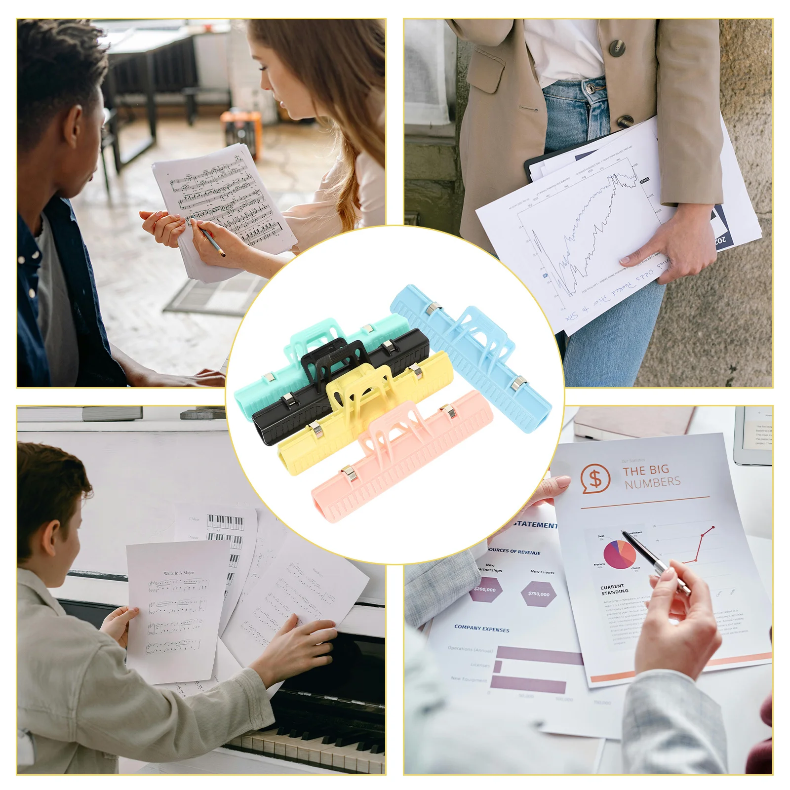 5Pcs Book Page Fixing Clamp Premium ABS Material Long-Lasting Music Score Clip for Various Sheet Sizes Suitable for Indoor