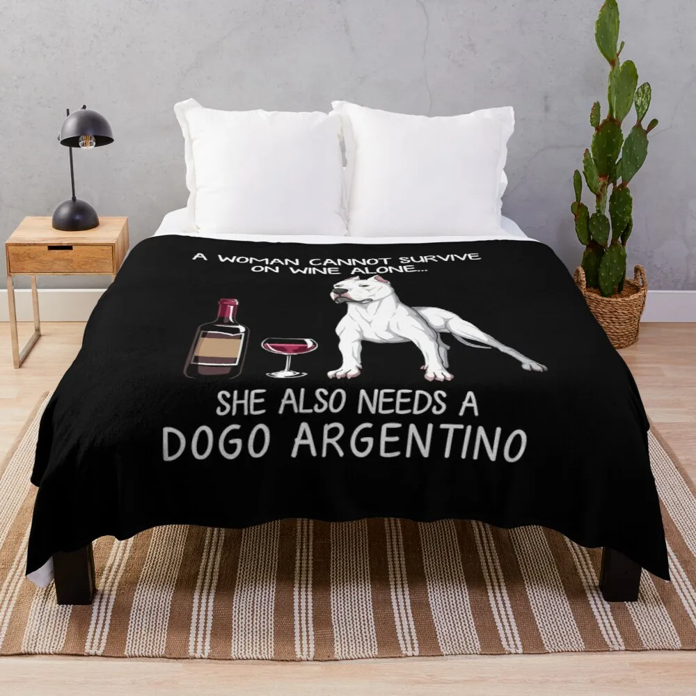 

Dogo Argentino and wine Funny dog Throw Blanket Sofa Blanket Retro Blankets