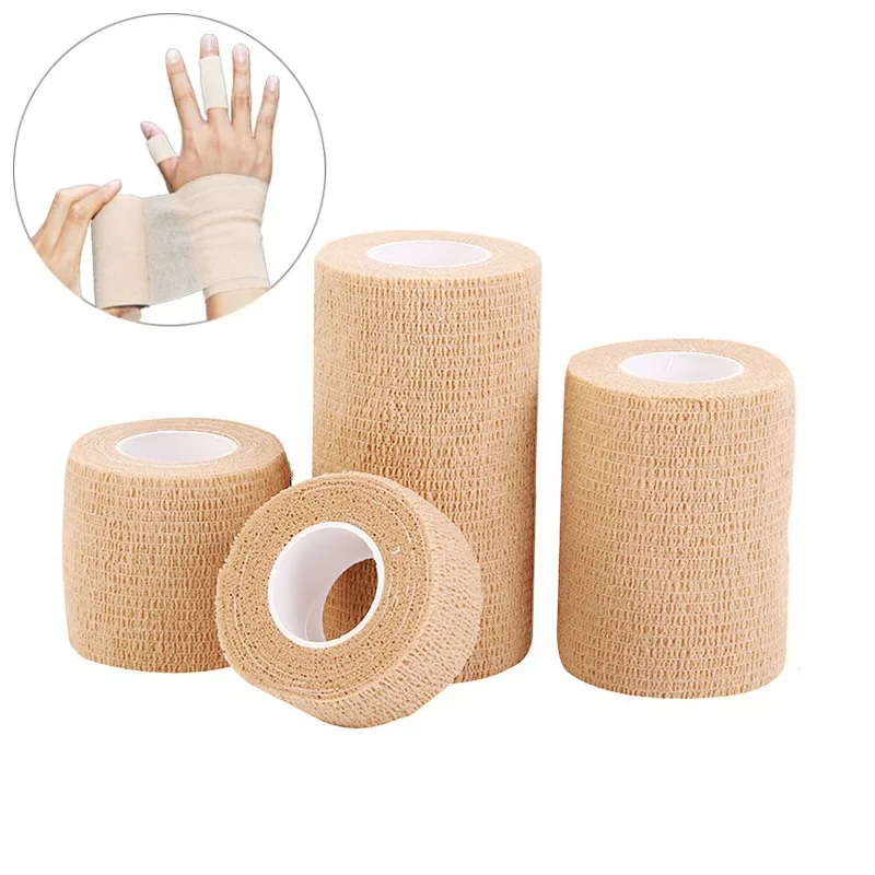 1/5/10 Rolls Medical Adhesive Bandage Elastic Breathable Sports Self Adhesive Tape Beige Wrap Finger Tape For Wrist Ankle