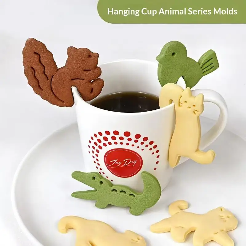 3D Hanging Cup Design Cookie Cutter Set Easy Release Squirrel Cat Bird Fawn Molds for Fondant Baking Pastry Making