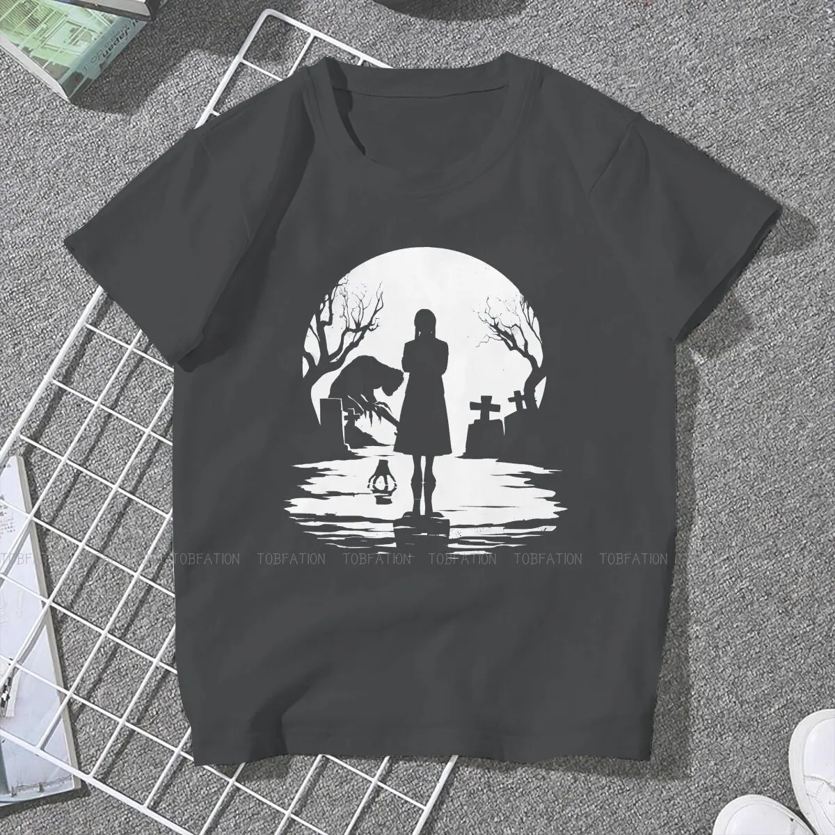 Addams Silhouette Cute Girls Women T-Shirt Wednesday Blusas Harajuku Casual Short Sleeve Vintage Oversized Tops