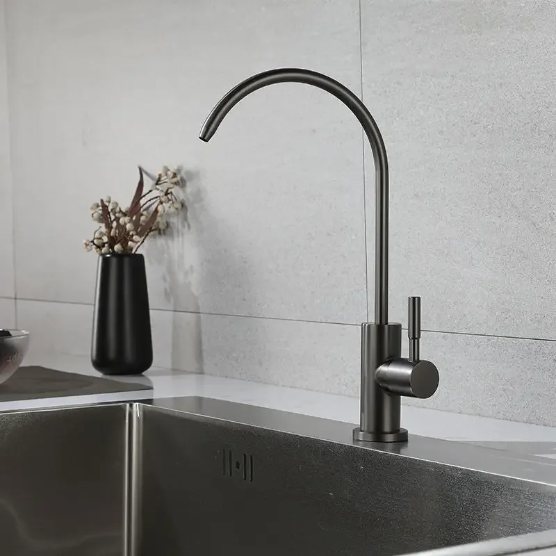 

Stainless Steel gunmetal Purified Kitchen Sink Faucet Deck-Mounted Rotating Drinking Cold Water brushed gray faucet