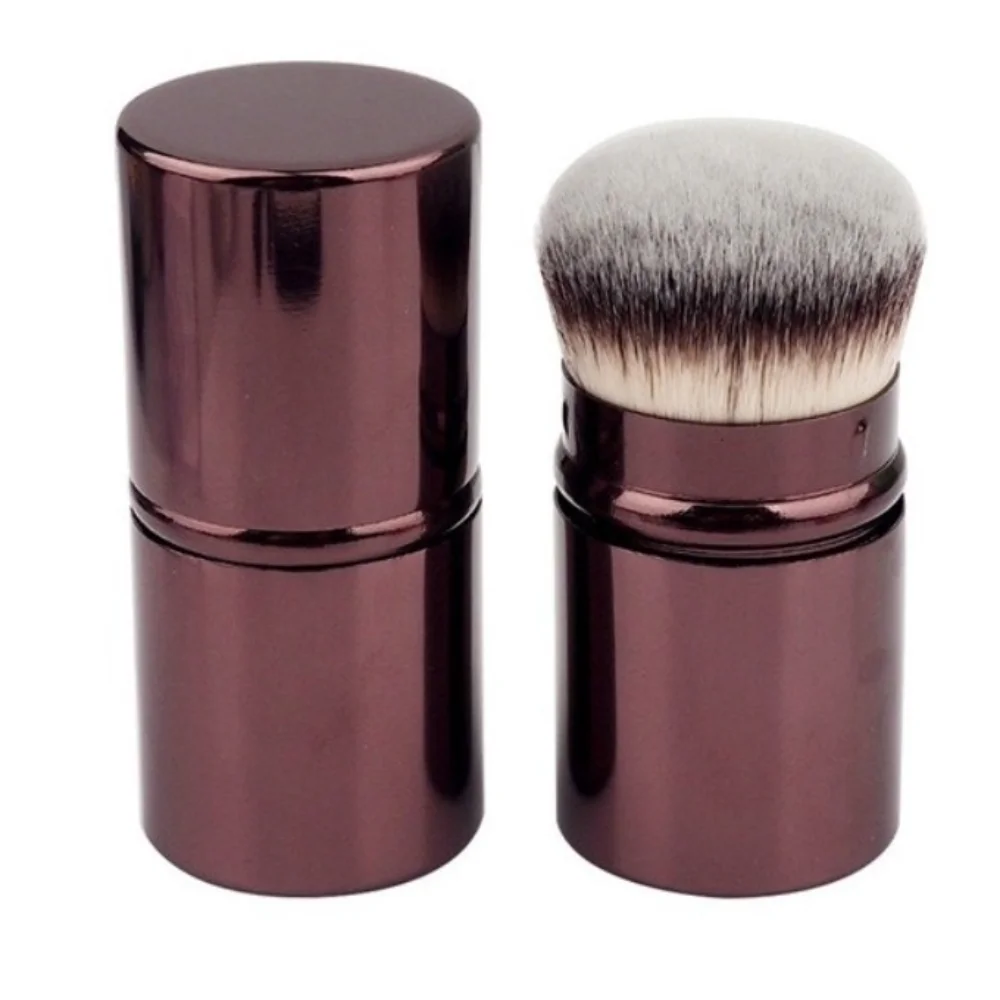 1 قطعة فرشاة ماكياج الشعر الاصطناعية المحمولة قابل للسحب فائقة النعومة زاوية مسطحة فرشاة أحمر الخدود فرشاة البودرة تطبيق ماكياج