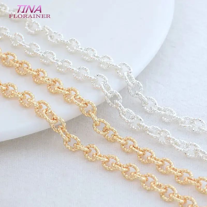 Cadena redonda de Latón chapado en oro de 14 quilates para fabricación de joyas, collar, pulseras, suministros de fabricación de joyas, 1 metro, 5x6MM