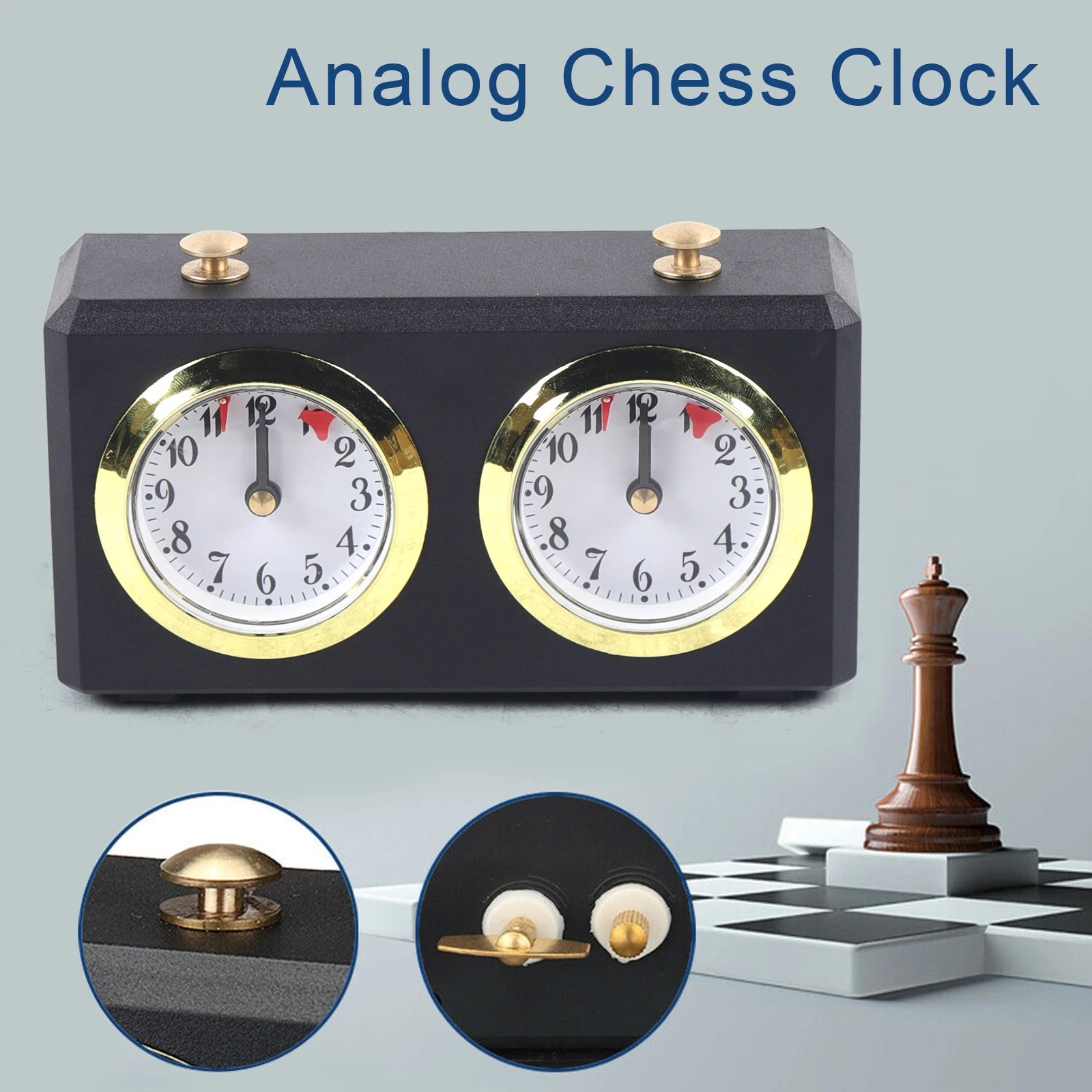 

Chess Clock Timer Wooden Mechanical Accessories Count Up Down Alarm Black Home