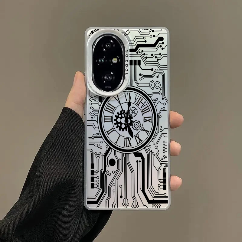 ل Honor200 Pro 200Lite Honor90 Lite Honor70 Honor50 4G 5G المضادة للخدش المضادة للانزلاق الفاخرة الكرتون نمط الليزر جراب هاتف رقم 43