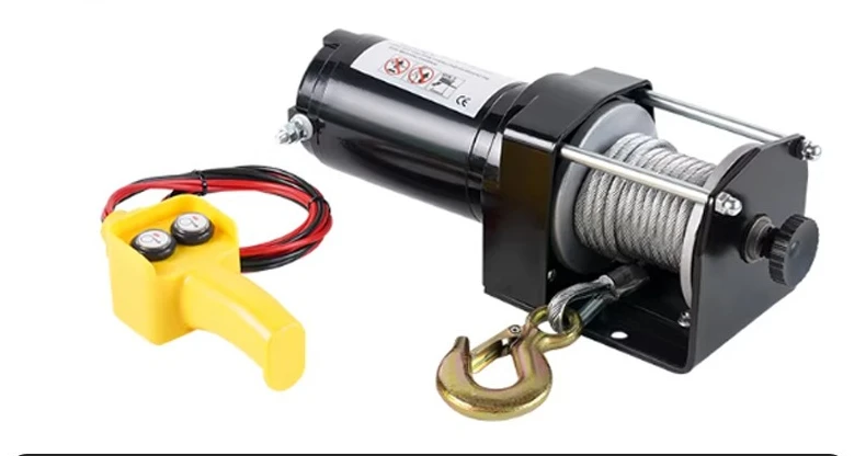 12V 24V Electric Car Winch with Steel Cable, Off‑Road Vehicle Recovery Winch, Auto Trailer Rescue Hoist Winch