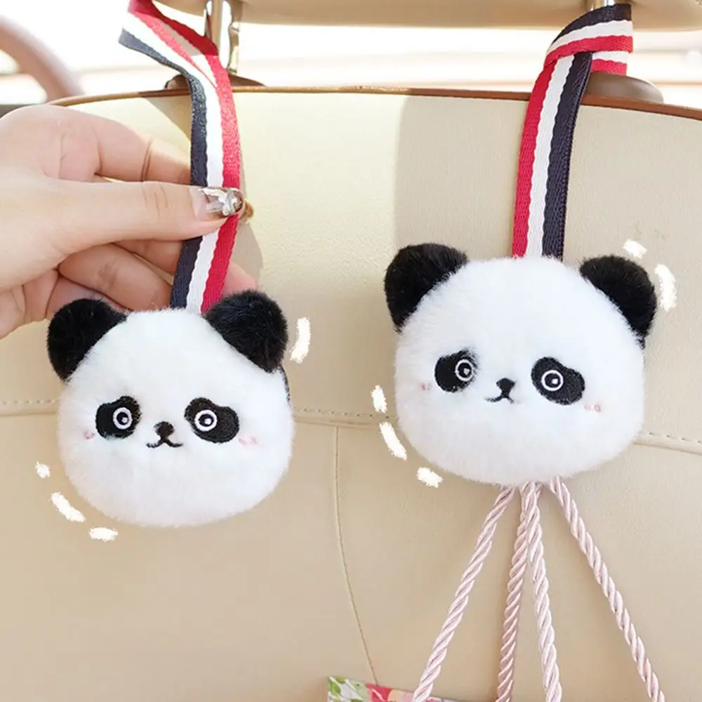 Pluszowy wzór pandy Hak na oparcie fotela samochodowego Ukryty uroczy hak samochodowy z kreskówek Trwałe uniwersalne wieszaki samochodowe do mocowania Dekoracje samochodowe