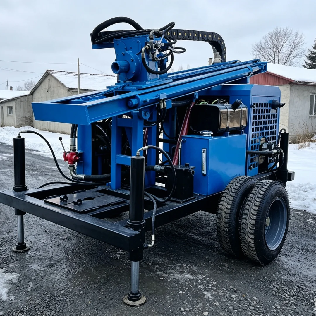 Customized Rural Household Drinking‑Water Well Drilling Rig | Wheel‑Type Hydraulic Drilling Machine for Soil & Rock Stratum