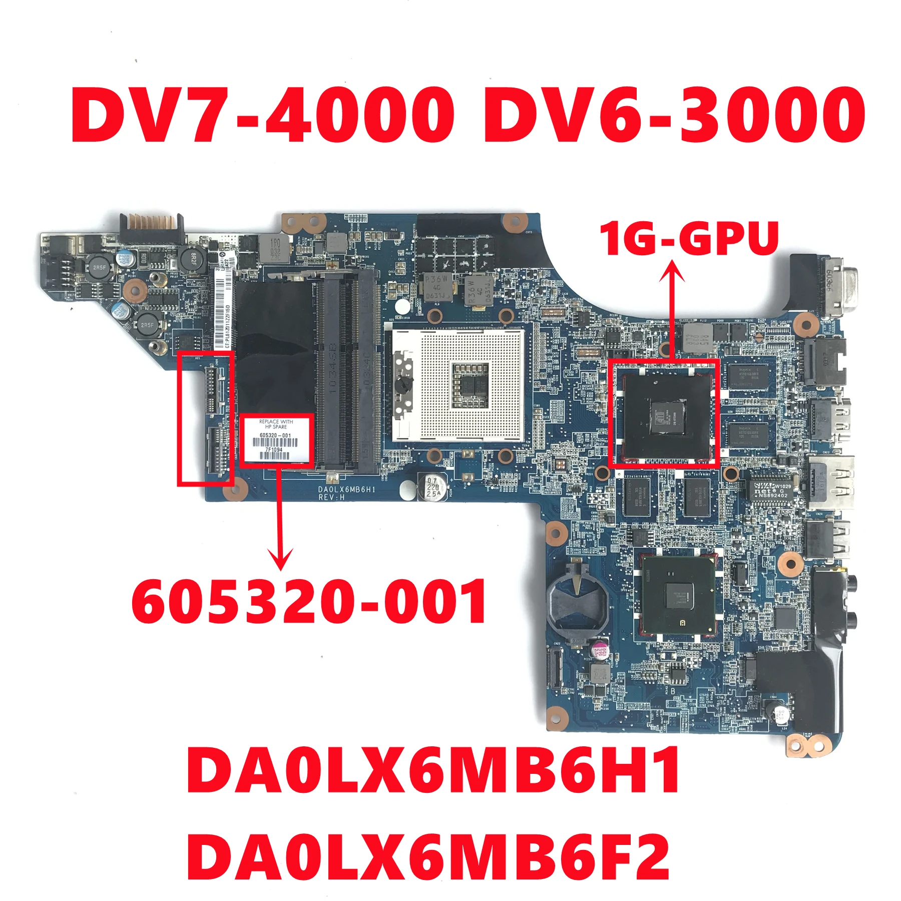 605320-001-da0lx6mb6h1-da0lx6mb6f2-f1-per-hp-pavilion-dv7-4000-dv6-3000-scheda-madre-del-computer-portatile-con-216-0772000-hm55-ddr3-100-di-prova
