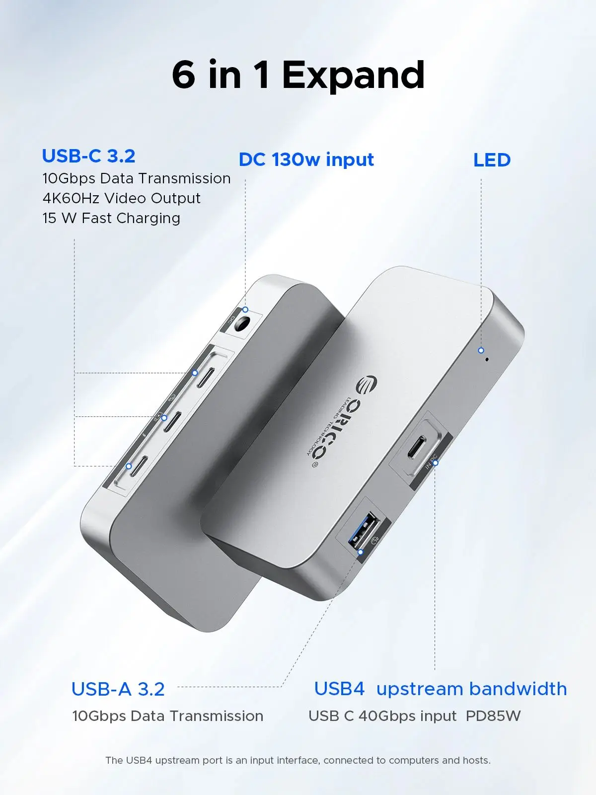 Orico usb4 hub 40g usb c hub pd85w 8k @ 30hz 4k @ 60hz display unterstützung daisy chain expand für macbook pro mac os windows