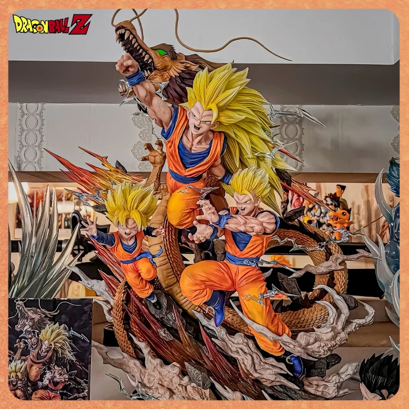 Figura de Dragon Ball Goku Anime Son Goku Gohan Goten Super Saiyan 3, figura de puño de dragón, estatua de Pvc, modelo de muñeca, decoración de escritorio, juguete para regalo