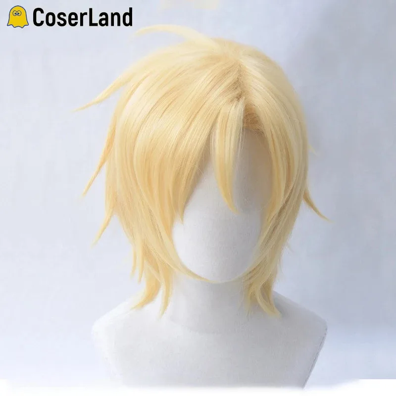 Banana Fish Ash Lynx Parrucche Cosplay Aslan Jade Callenreese Parrucca corta bionda Nuovo Anime Parrucca dorata Ragazzi resistenti al calore con cappuccio per parrucca