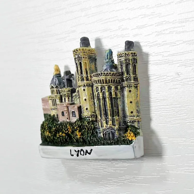 Lyon, France tourist souvenirs Notre-Dame de Fouvier, 3D refrigerator sticker Home decor items Collection Arts and Crafts gifts