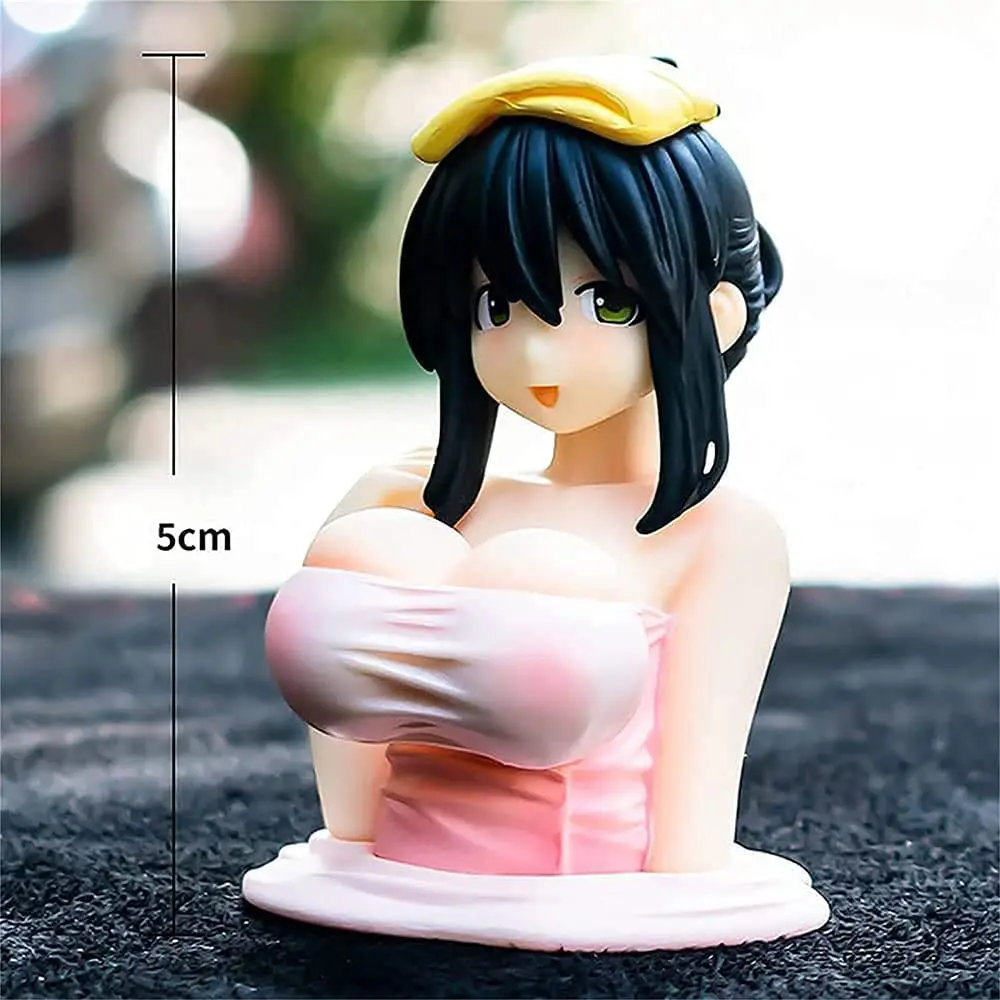 Cute Kanako Chest Shaking Girls Car Ornaments Cartoon Kawaii Anime Statue Car Dashboard Sexy Boobs Doll Figurine Car Stickers