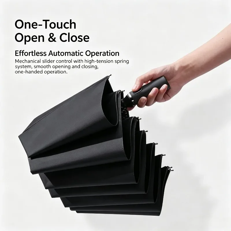 24 Ribs Automatic Folding Umbrella Windproof UV Protection UPF50 One Click Open Close Travel Rain Sun Umbrella Large Outdoor ﻿