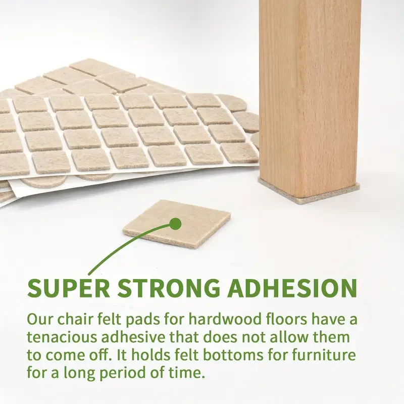 

72pcs Heavy-Duty Non-Slip Furniture Pads, Beige Felt. Square & Round for Chairs, Tables on Hardwood & Metal. Damage-Free Removal