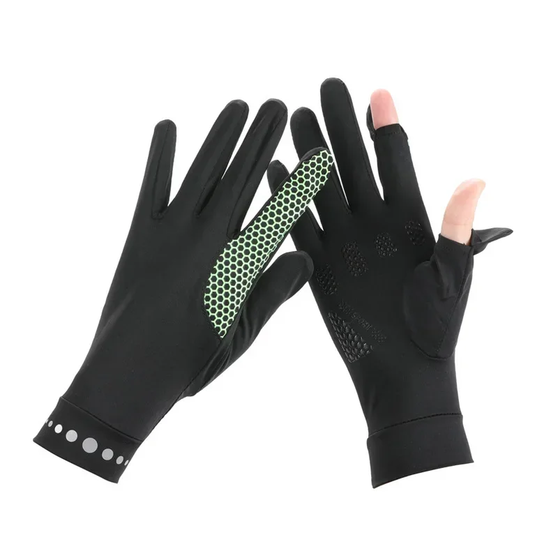 

Women Thin Ice Silk Anti-ultraviolet Dew Finger Touch Screen Driving Riding Non-slip Breathable UPF 50 Summer Sunscreen Gloves