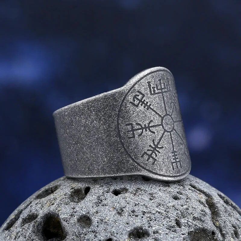 2024 New 316L Stainless Steel Viking Runes Odin Compass Ring For Man Women Party Gift Fashion Jewelry