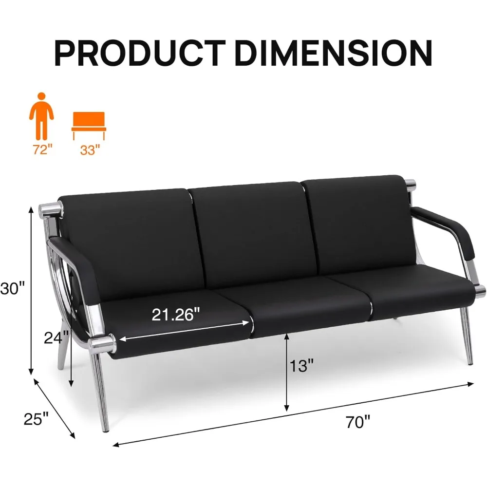 โซฟาหนังสำหรับพื้นที่ต้อนรับพร้อมที่วางแขน เหมาะสำหรับห้องรอสำนักงานและคลินิก
