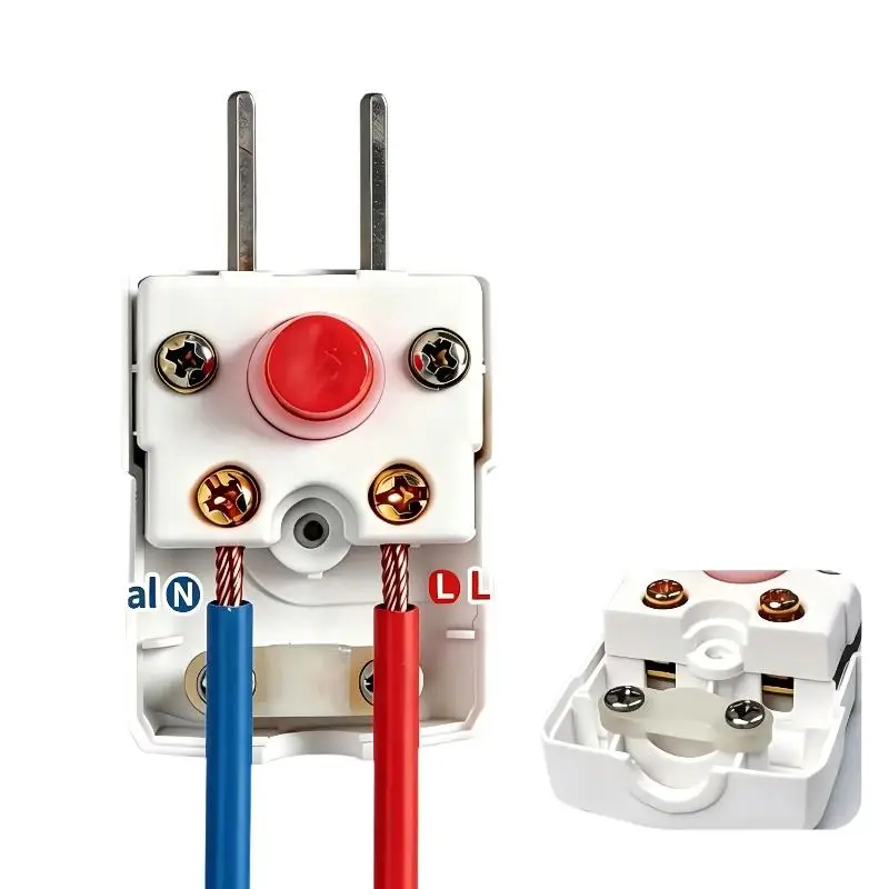 Electric Power Plug with Toggle On Off Switch Thick Pure Copper Pins Shockproof for Home Garage Daily Use