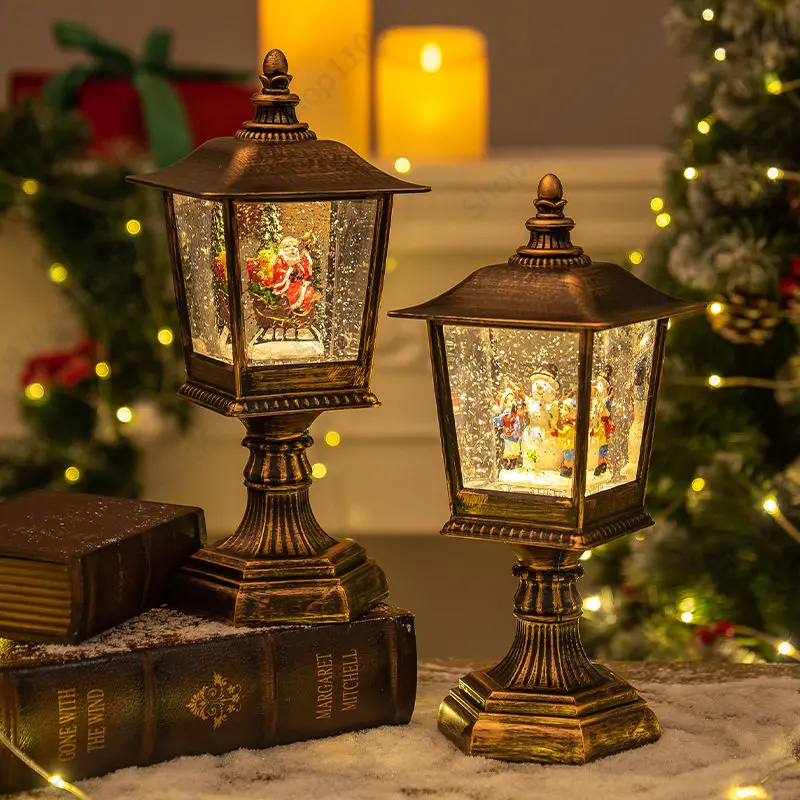 Christmas gift portable wind lantern horse lantern snow crystal ball music box Christmas decoration