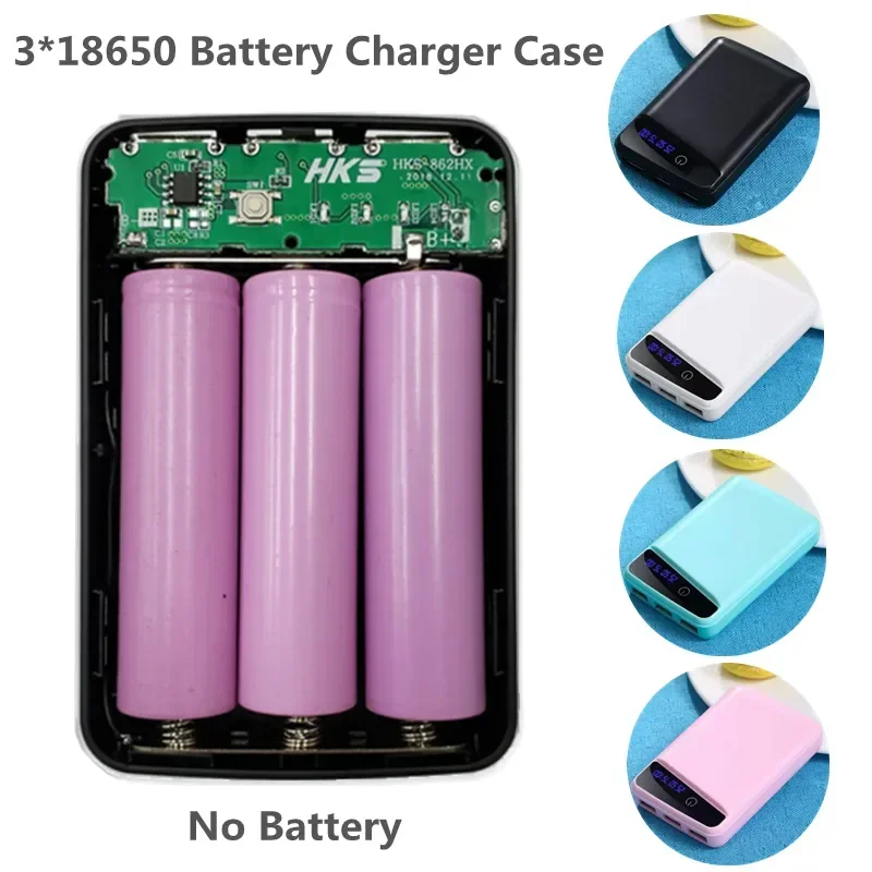 3 * 18650 Battery Charger Cover Power Bank Case Cute DIY Box 3 USB Ports Powerbank Case 4 colors Power Bank Cover Kit Bag Box