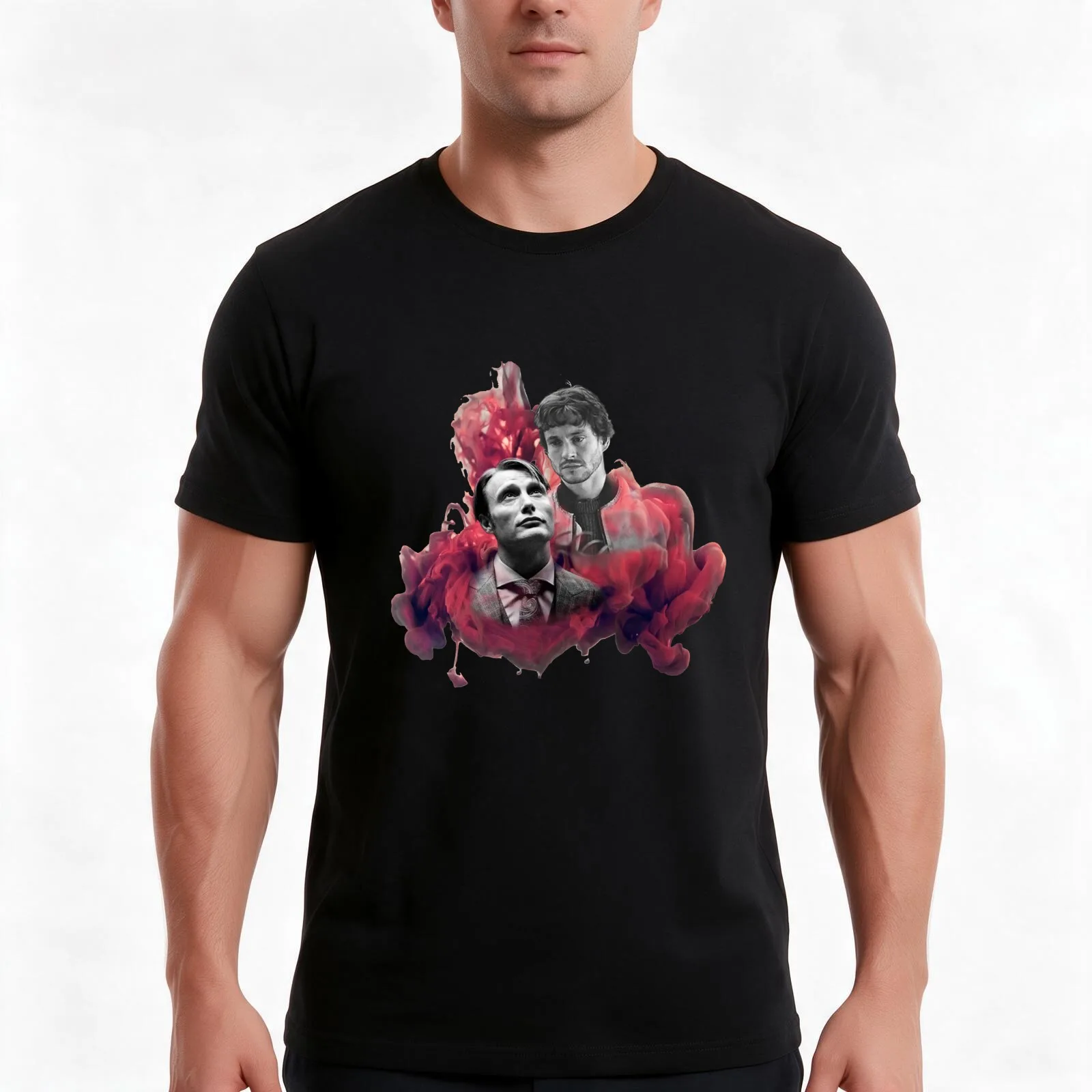 Will and Hannibal T-Shirt, Summer Casual Cotton Tee, Oversized Streetwear Tops, Vintage Graphic Print, Loose Fit Short Sleeve