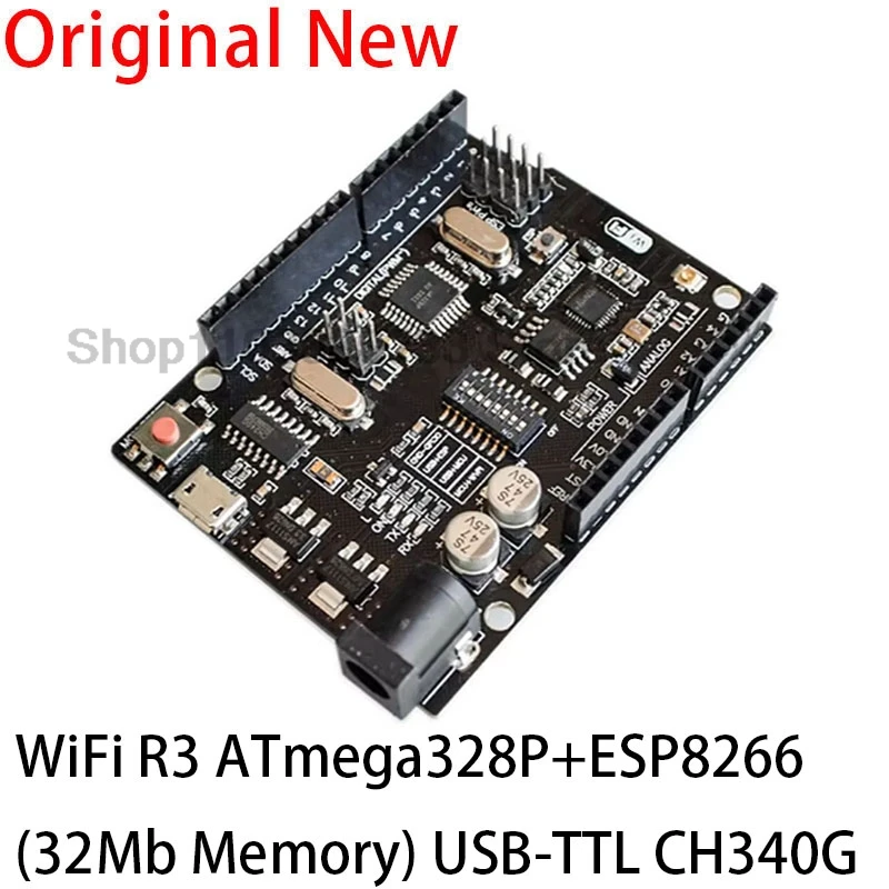 UNO R3 + WiFi ATmega328P+ESP8266 (32Mb memory) USB-TTL CH340G For Arduino Uno NodeMCU WeMos ESP8266 One New Arrival