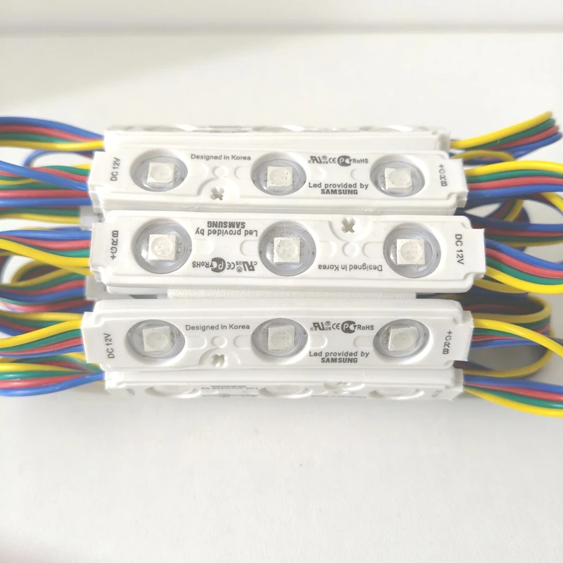 100pcs Samsung Chip SMD5050 3LEDs/pcs RGBW Module Lighting 12V IP68 Waterproof RGB Led Modules Ultra Bright Sign Strip Backlight