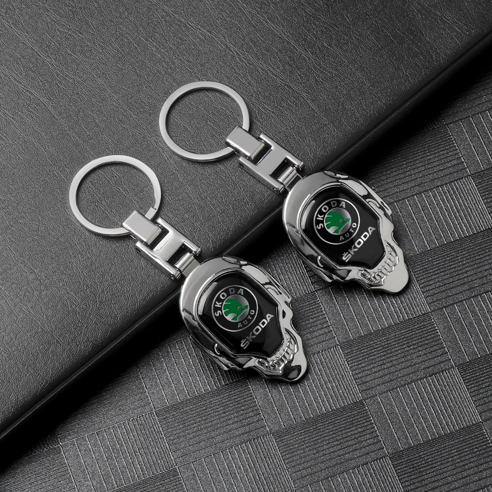 Metal+Leather Car Keychain Hand-Woven Key Rope Keyring Key Holder For Skoda Rapid Scala Kodiaq Fabia Kamiq Karoq Octavia 3 A5 A7