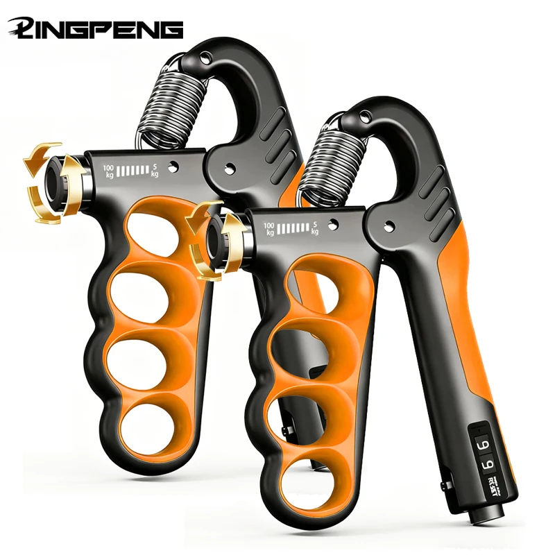 5KG-100KG 4-Hole Counting Hand Gripper Adjustable Resistance Hand Grip Strengthener Anti Slip Forearm Fitness Hand Exerciser