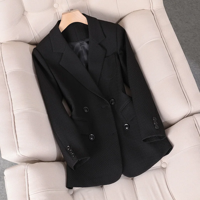 Blazer Formal de manga larga para mujer, chaqueta a cuadros naranja, negro y verde, ropa de trabajo de un solo pecho, abrigo para Otoño e Invierno