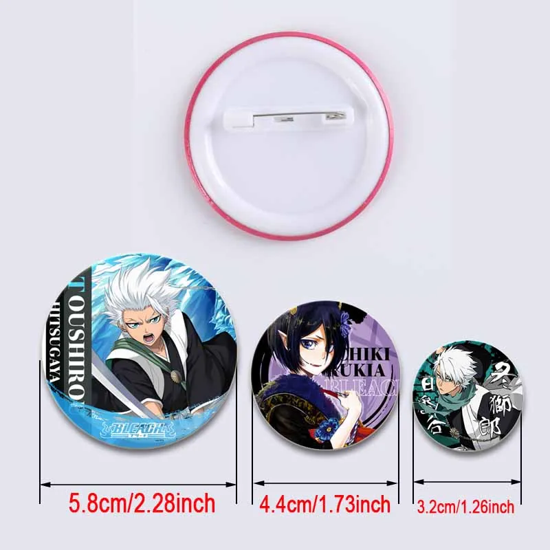 Bleach Anime Brooch Round Handmade Pins Rukia Renji Byakuya Kuchiki Byakuya Sajin Renji Cartoon Badge Fashion Jewelry Accessorie