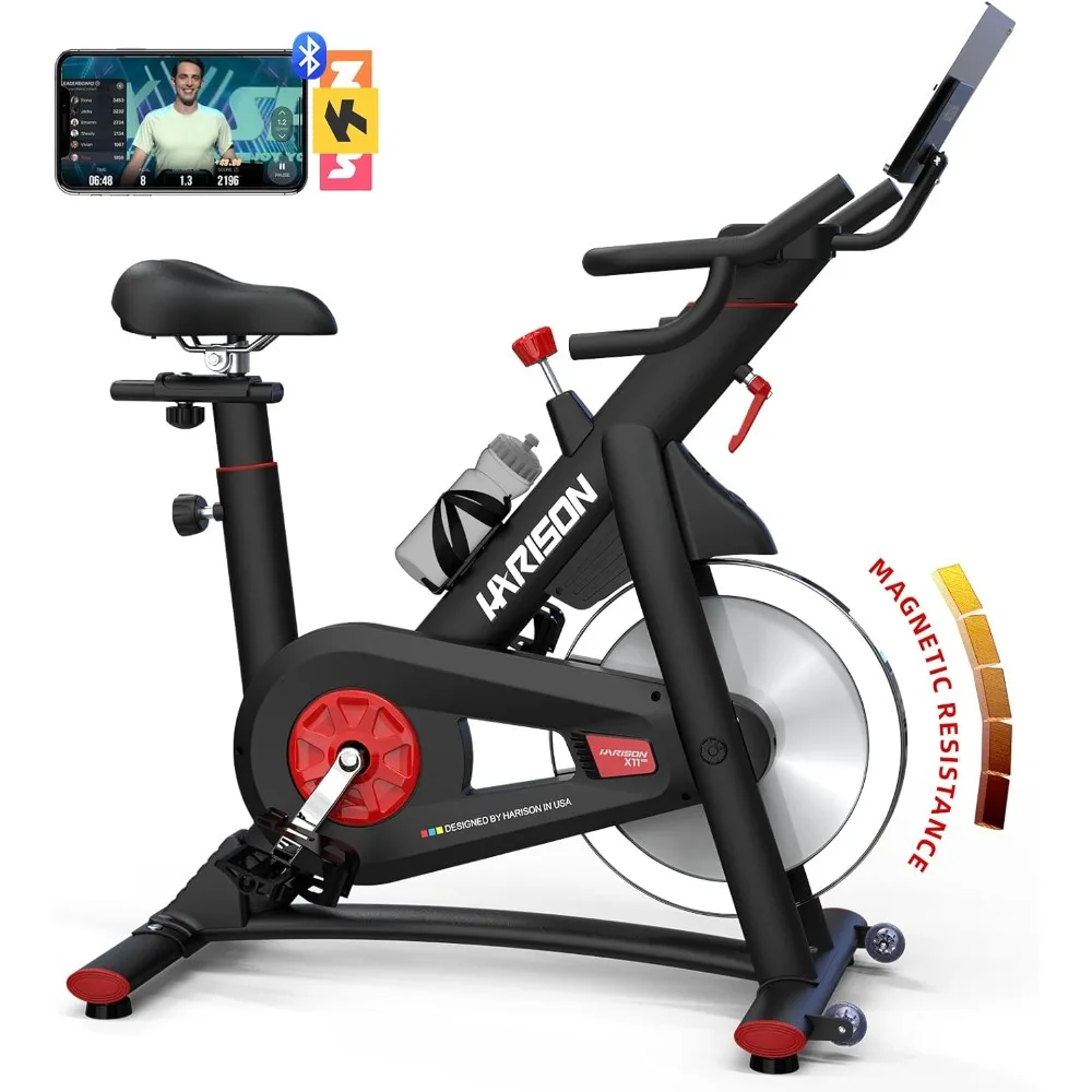 

Semi-Commercial Exercise Bike 400 lbs Capacity, Magnetic Stationary Bikes for Home Gym，Tablet Holder & Comfortable Seat Cushion