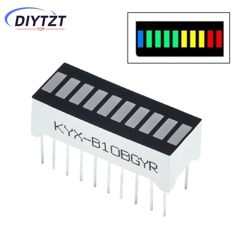 

DIYTZT 10 grid digital segment LED light bar super bright 2 red+3 yellow+4 green+1 blue light flat tube B10BRYGB