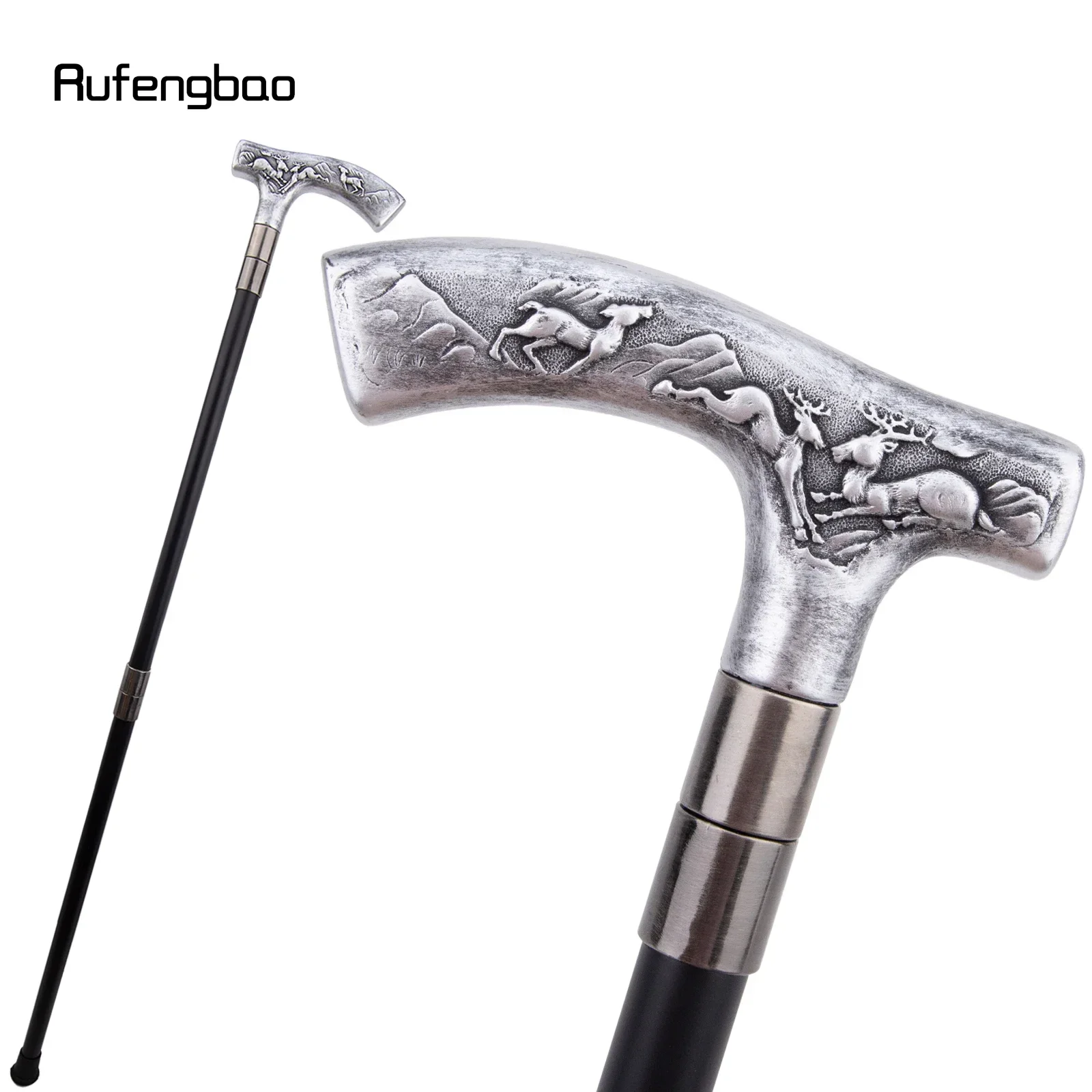 

White Resin Deer Walking Cane Fashion Decorative Steel Stick Gentleman Performance stage Cane 94cm