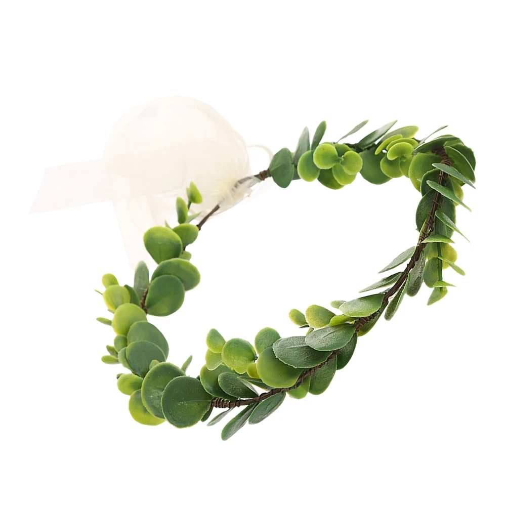 

Rattan Garland Headpiece Gold Satin Hairband Bridal Wreath Headdress Wedding Floral Women Head Decor Artificial Leaves Stylish