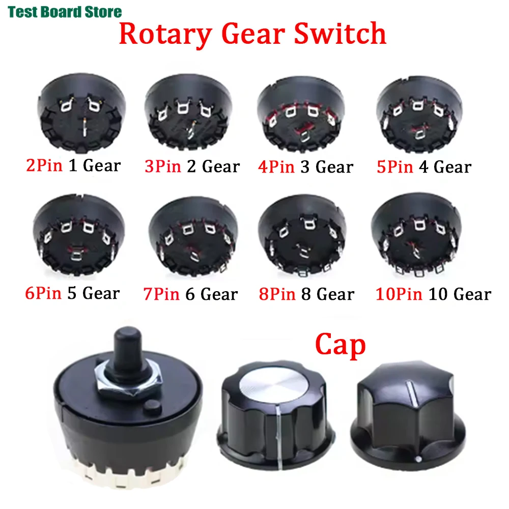 

1 piece High Temperature Resistant Rotary Gear Switch 2 3 4 5 6 7 8 10 Pin Band Knob Switch Of Juicer Mixer