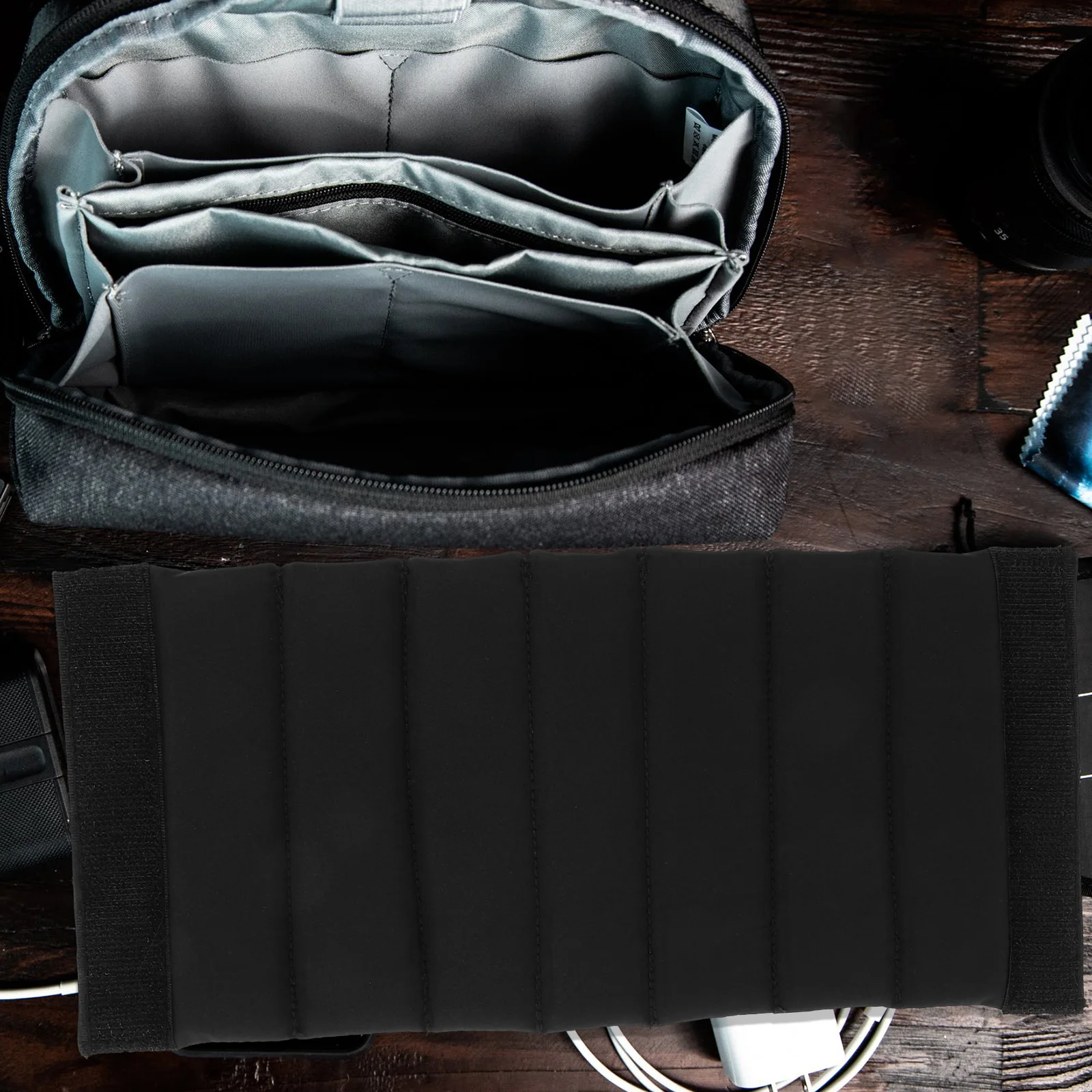 

2pcs Camera Bag Dividers Inserts N Grey Velvet Shock Absorbing Lightweight Portable Organizer Storage Travel Backpack