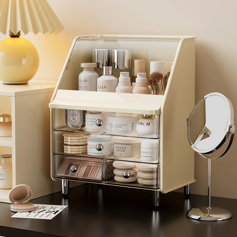 UFORU large-capacity makeup set storage box, featuring a dust-proof flip cover and a drawer, is suitable for the bedroom.