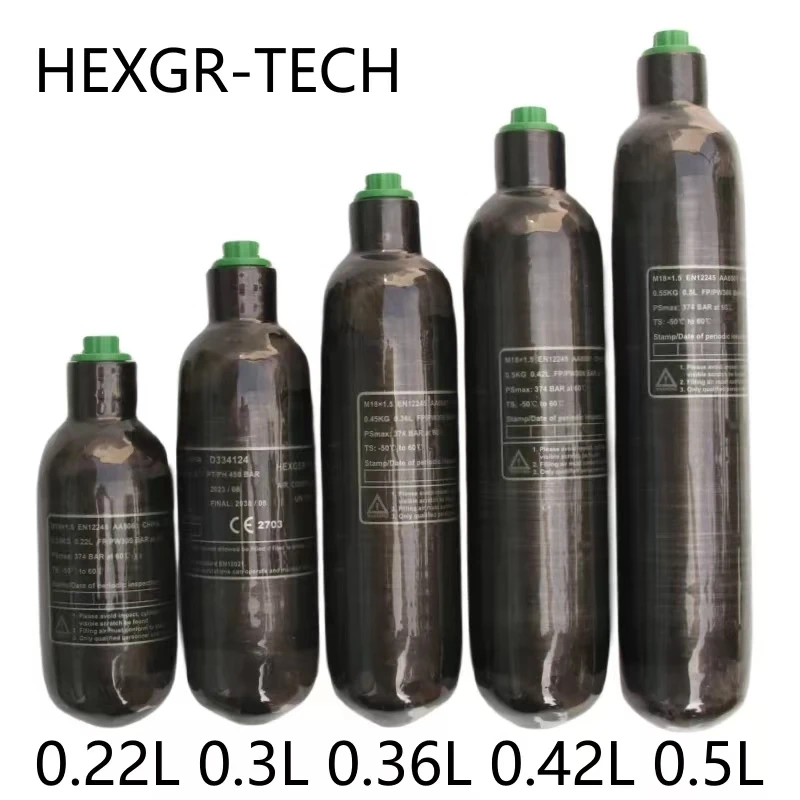 

4500PSI 300Bar 30MPA 0.36L 0.42L 0.5L Carbon Fiber Cylinder HPA Tank Diving Scuba Bottle M18*1.5