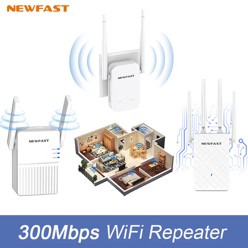 

NEWFAST 300Mbps WiFi Repeater Home Router Signal Extender 2.4G 802.11n WiFi4 Repeteur WPS Amplifier Repetidor Booster EU plug