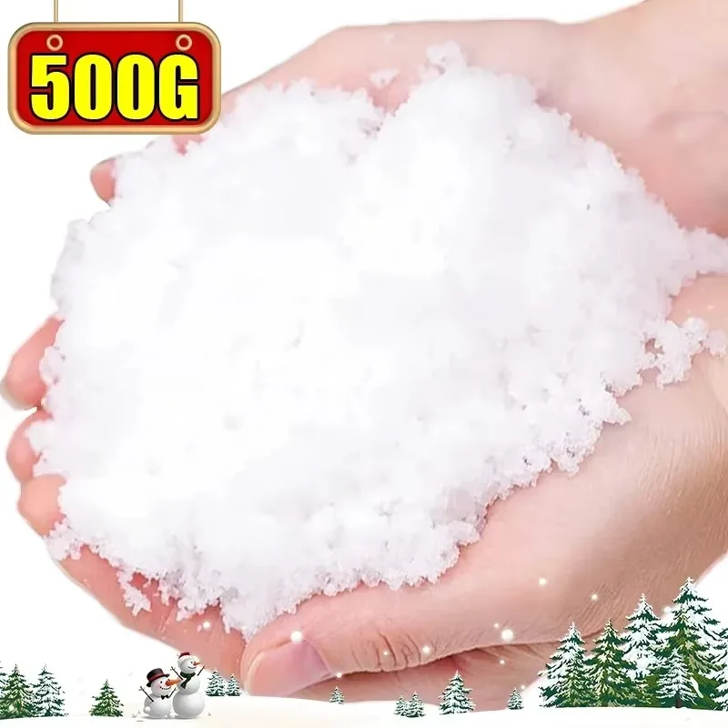 500/50g Artificial Christmas Snow Powder Plastic Dry Snow Powder Xmas Tree Snowflakes DIY Scene Props Supplies Party Home Decor