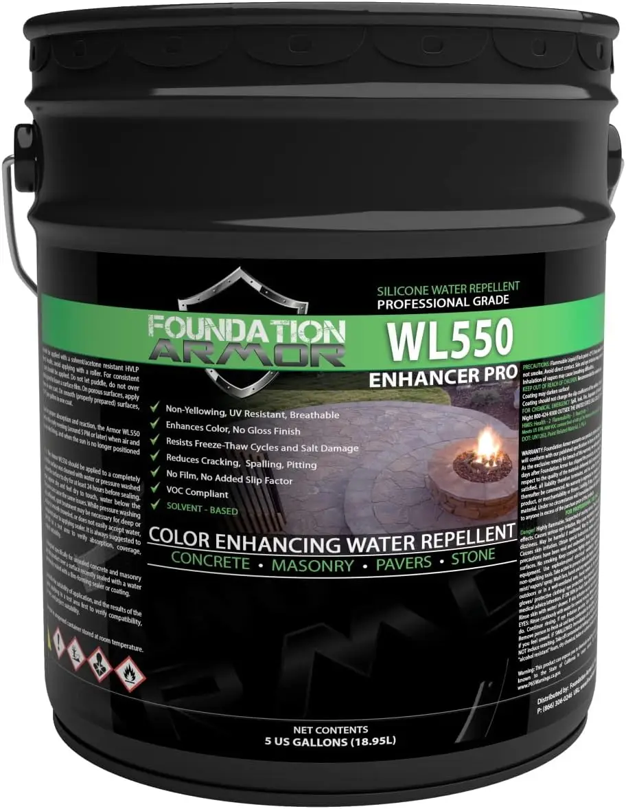 

Armor WL550 Deep Penetrating Solvent-Based Matte Wet Look 5 Gallon Concrete Sealer - Professional Grade Long Lasting Matte Wet