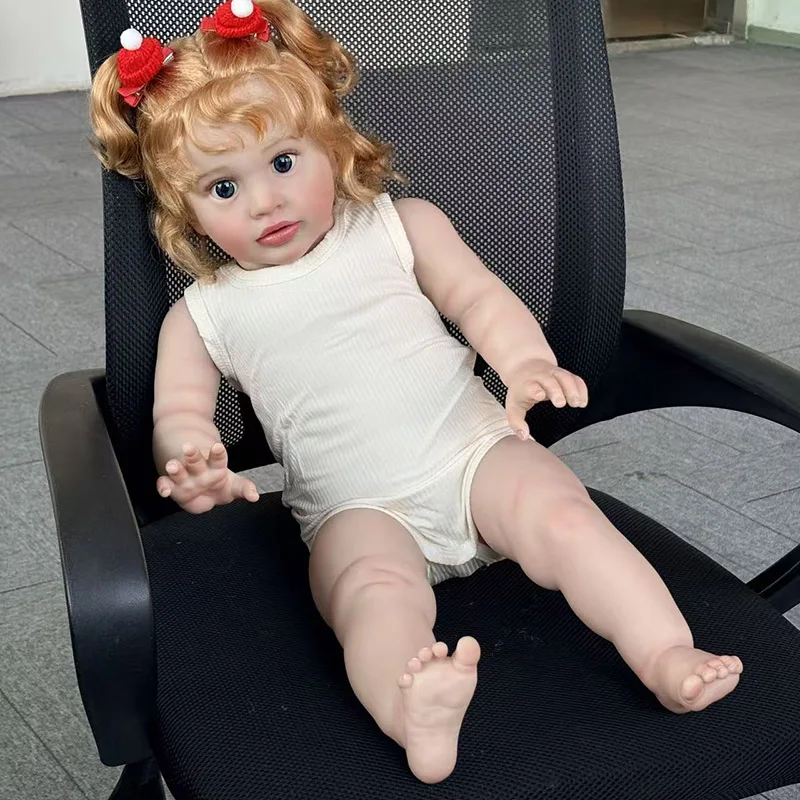 66cm Pippa  Real Looking Baby Dolls Blonde Curly Hair Soft Vinly with Paste Eyelshes for Girls Gift