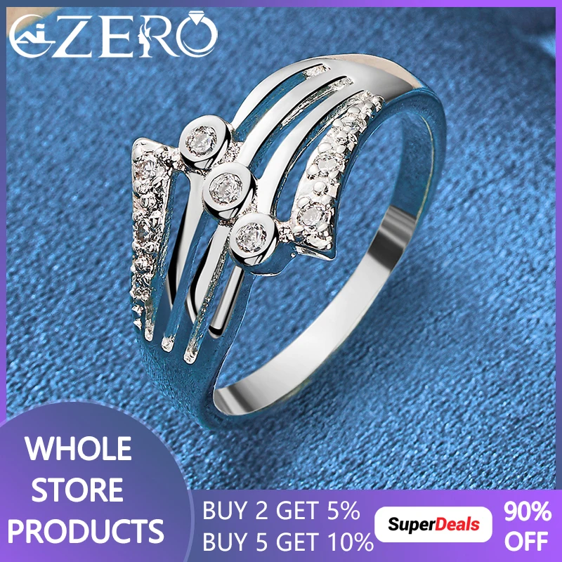 

ALIZERO 925 Sterling Silver AAA Zircon Ring For Woman Wedding Engagement Fashion Party Jewelry
