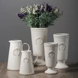 Nordic Style Pottery Vase Wide Opening Tabletop Flower Jug for Wedding Decorative Dining Table Bedroom